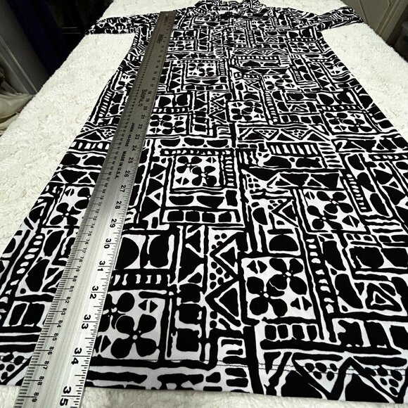 Tori Richard Womens Midi Shirt Dress Small Half Button Front Black White Print - Picture 9 of 9